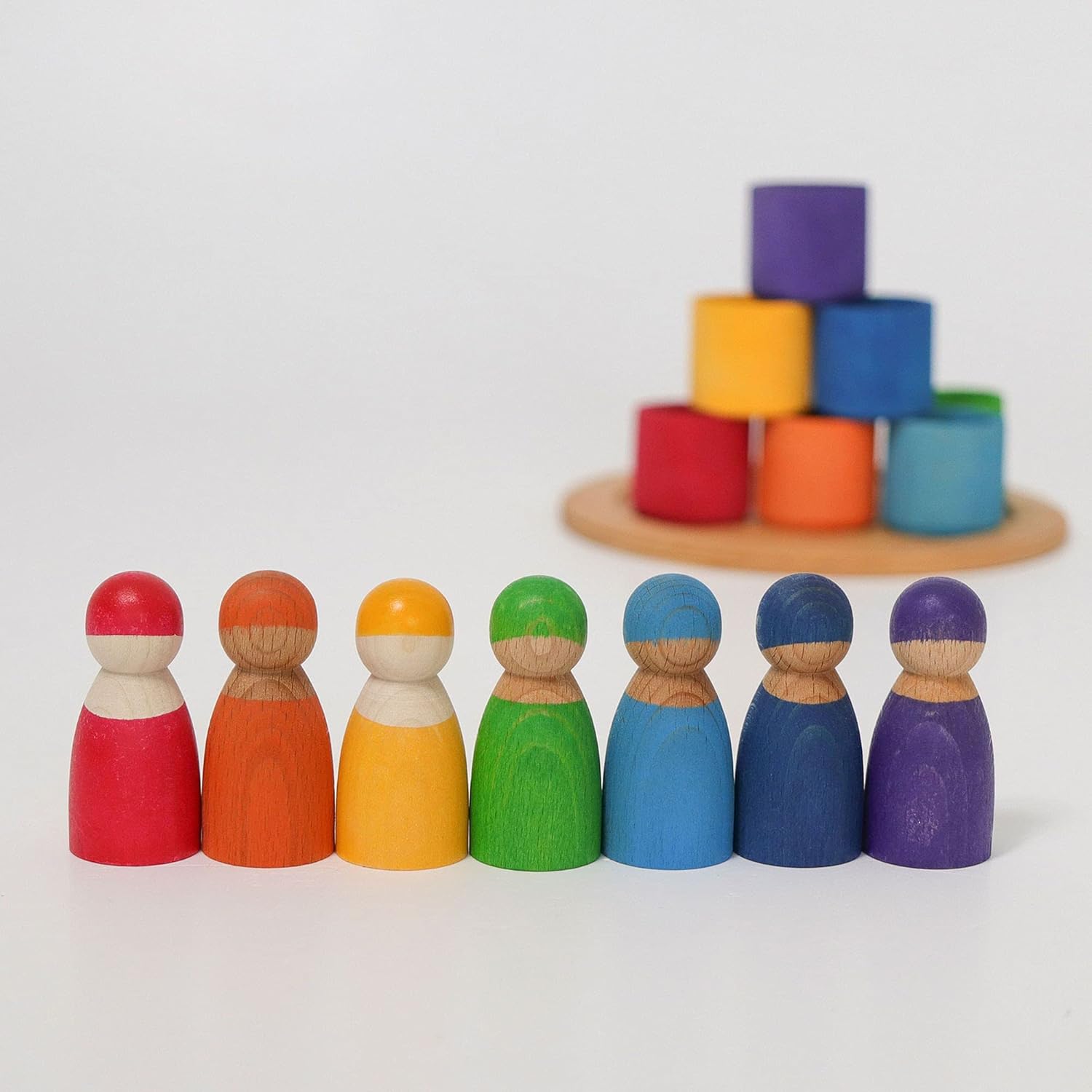 Montessori Wooden Sorting & Matching Rainbow Peg Dolls