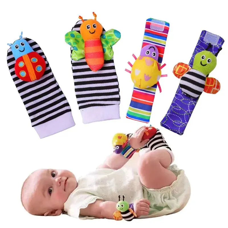 Baby Animals Foot Socks and Wrist Rattle Set | 4Pcs