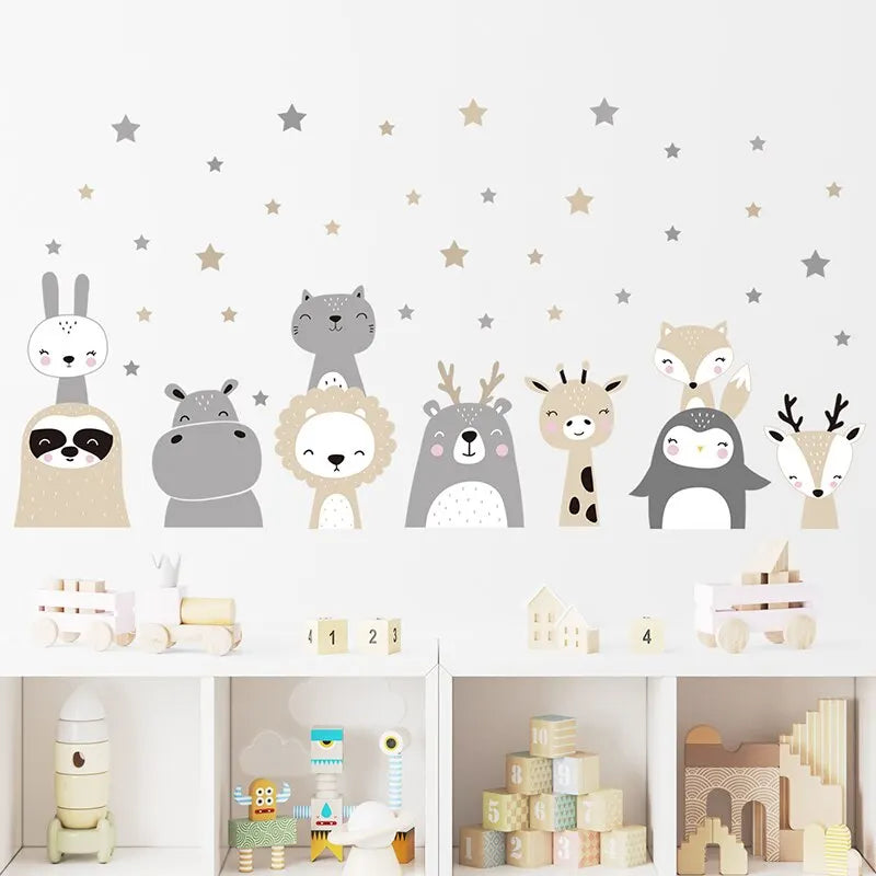 Cartoon Animal Nursery Wall Decals