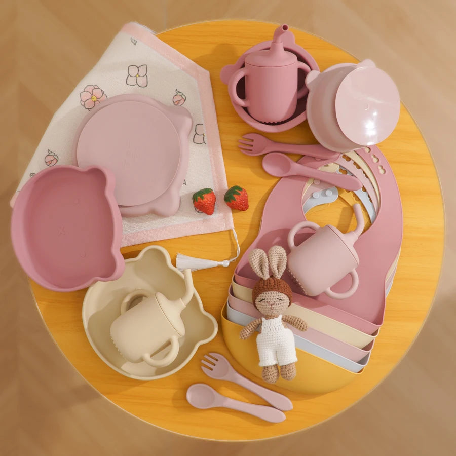 Baby Silicone Bear Feeding Tableware Set | 6 Pcs