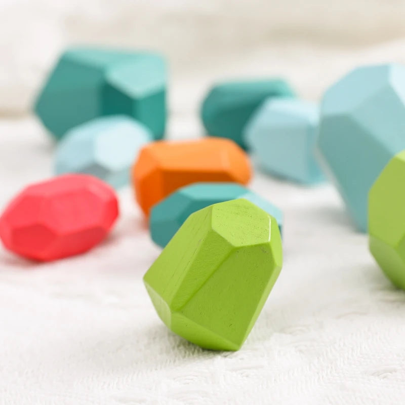 Montessori Wooden Rainbow Balancing Stones