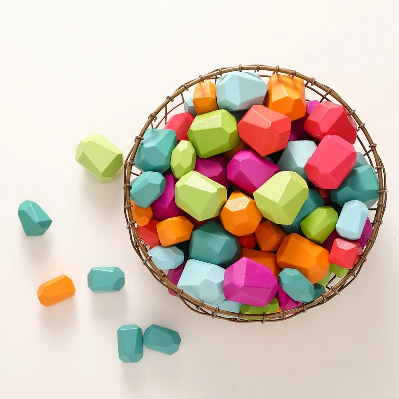 Montessori Wooden Rainbow Balancing Stones