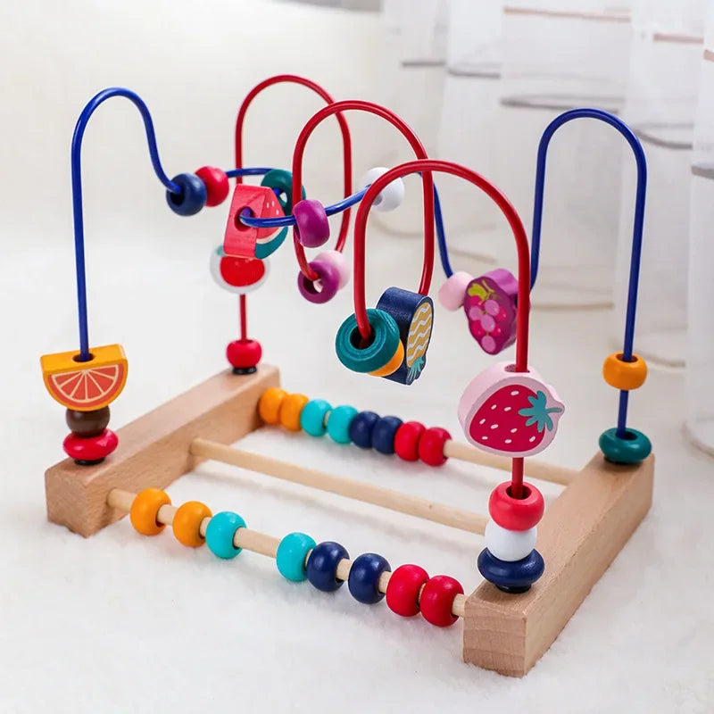 NEW Montessori Baby Toys Wooden Roller Coaster