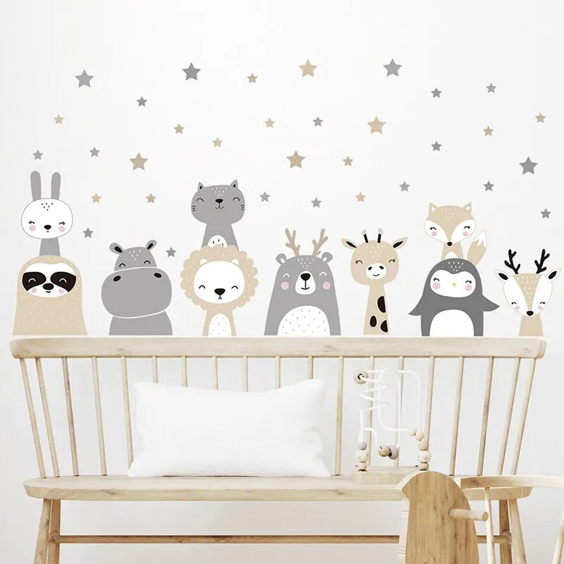 Cartoon Animal Nursery Wall Decals